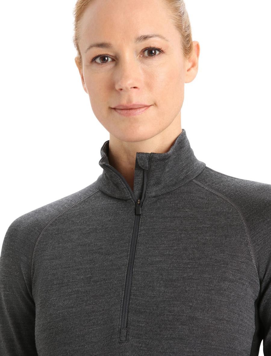 Icebreaker 260 ZoneKnit™ Merino Long Sleeve Half Zip Női Base Layers Fekete | HU 1880TCEV